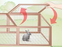 If you are keeping your rabbit hutch outdoors, secure the support post using concrete or cement. 3 Ways To Build A Rabbit Run Wikihow
