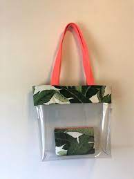 Large Tommy Bahama Leaf Coral Clear Transparent Vinyl Tote Bag Etsy In 2021 Clear Vinyl Tommy Bahama Diaper Bag Set