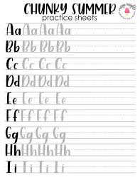 Chunky Summer Print Style Hand Lettering Practice Sheets Etsy Lettering Practice Brush Lettering Practice Hand Lettering Worksheet