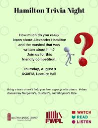 Ask questions and get answers from people sharing their experience with ozempic. Waltham Public Library Our Hamilton Trivia Night Is Tonight Join Us At 6 30pm In The Lecture Hall Facebook