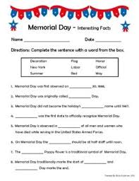 Memorial Day Facts Memorial Day Activities Speech Therapy Crafts Teacher Favorite Things