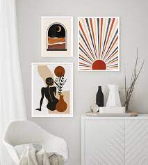 Boho Gallery Wall Set Of 3 Prints Burnt Orange Art Boho Room Etsy In 2021 Boho Gallery Wall Boho Room Decor Gallery Wall Set