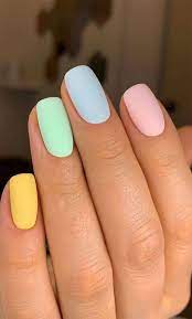 I Like To Express My Emotions Through Nails Colors Or Designs Each Color Represents A Mood In 2020 Multicolored Nails Short Acrylic Nails Designs Acrylic Nails Pastel
