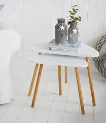 Industrial nest of tables rustic set of 3 side end tables solid wood furniture vintage retro metal small coffee living room plant lamp stand h4homeshop 4.5 out of 5 stars (346) Small White Wooden Bedside Table With Tripod Legs