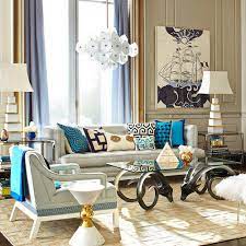 Contemporary Sofa Lampert T Arm Jonathan Adler Fabric 3 Seater Gray