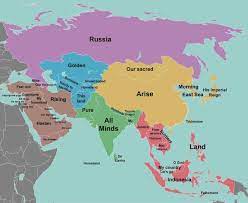 Asia Labeled By First Word Concept In National Anthem National Anthem Asia Map National