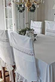 Vintage Pillowcases Used To Make Cover For Chairs Idea For Diy Whitewashed Cottage Chipp Dining Room Chair Covers Diy Chic Dining Room Dining Room Chair Covers