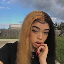 Split Dyed Hair Black And Blonde Short Pin On Babes