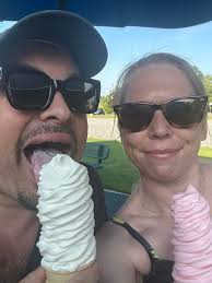 Happy birthday to my husband Alex! We celebrated by going to see the  Fantastic Four movie, eating carrot cake and going to Rob & Deb's for ice  cream 🍦 🎂 🎈