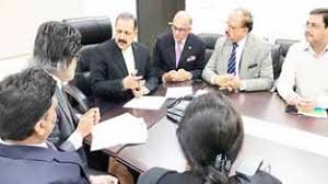 Union Minister Dr Jitendra Singh At A Meeting With A Delegation Of Phd Chamber Of Commerce And Industry Led By Its National President Anil Khaitan At New Delhi On Monday Principal, symphony asia holdings pte. daily excelsior