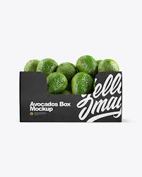 Box With Avocado In Box Mockups On Yellow Images Object Mockups