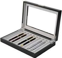 Pen Box Display Case Engravable Fountain Box Wood - Black