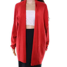Eileen Fisher Red Womens Size Xl Open Front Cardigan Wool Sweater