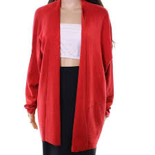 eileen fisher red womens size xl open front cardigan wool sweater