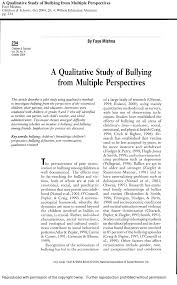 Pdf A Qualitative Study Of Bullying From Multiple Perspectives