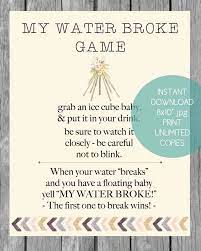 Printable Boho Tribal My Water Broke Baby Shower Game Tribal Baby Shower Boho Baby Shower Baby Shower Fun