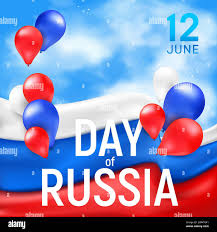 Greetings banner or poster for the national Russian holiday independence  Day. Vector illustration with the waving tricolor flag and multicolored  ballo Stock Vector Image & Art - Alamy