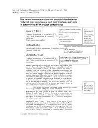 Maybe you would like to learn more about one of these? Pdf The Role Of Communication And Coordination Between Network Lead Companies And Their Strategic Partners In Determining Npd Project Performance