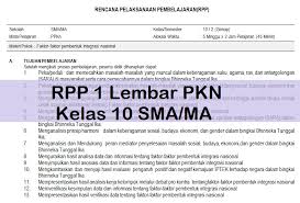 Maybe you would like to learn more about one of these? Rpp 1 Lembar Pkn Kelas 10 Sma Ma Antapedia Com