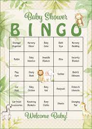 Safari Baby Shower Baby Bingo Cards Printable Download Baby Shower Game Jungle B5003 Babyparty Spiele Bingo Zur Geburt Junge