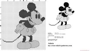 Aida 14, cream 167w x 164h stitches size(s): Disney Vintage Mickey Mouse Black And White Cross Stitch Pattern Free Cross Stitch Patterns Simple Unique Alphabets Baby