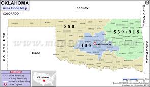 We follow the us census bureau's lead here and if any portion of the zip code intersects oklahoma (no matter how small), we include that zip code both in the oklahoma list below as well as in the neighboring state's. Oklahoma Area Codes Map Of Oklahoma Area Codes