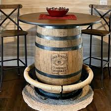 Jack Daniels Whiskey Barrel Table With 4 Stave Chairs And Metal Footrest Free Shipping Made In The Usa In 2020 Whiskey Barrel Table Barrel Table Whiskey Barrel Decor