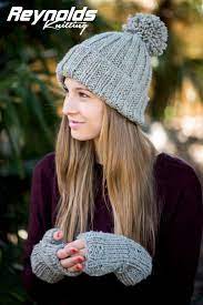 Pdf Knitting Pattern Ribbed Beanie Gloves Winter Bobble Hat Grey Cosy Pompon Baby Toddler Ch Knitted Hats Pdf Knitting Pattern Hat Knitting Patterns