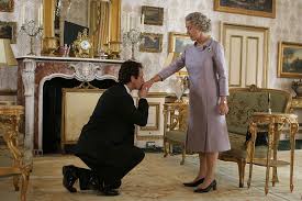 The carriage passes the palace with the queen waiting. Royal Pains The Queen