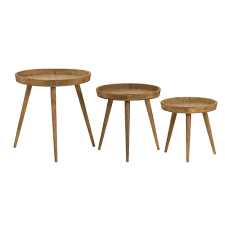 Stylize a modern space with the invigorating, energetic aesthetic of this enticing set. Loft Collection Set Of 3 Round Wooden Side Table Set Of Wooden Tables