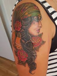They are mainly characterized by vivid colors, black outlines and minimal shading. Gypsy Woman American Traditional Tattoo By Steve Malley Tattoonow