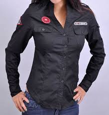 Discover a women's black military jacket or a juniors black military jacket at macy's. Women S Button Up Military Style Shirt Military Style Shirts Black Button Down Shirt Military Fashion