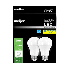 Meijer Dimmable Led 13 5w A19 Soft White 2700k Light Bulb 2 Ct Led Bulbs Meijer Grocery Pharmacy Home More