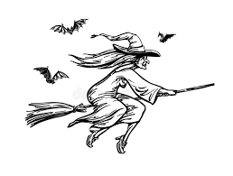 Drawing of a witch broom to color. Witch On A Broomstick Black Silhouette Halloween Vector Symbol Stock Vector Illustration Of Cartoon Halloween 78029242