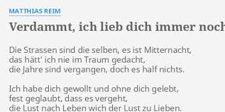 Ich habe dich gewollt und ohne dich gelebt, fest geglaubt, dass es vergeht; Verdammt Ich Lieb Dich Immer Noch Lyrics By Matthias Reim Die Strassen Sind Die
