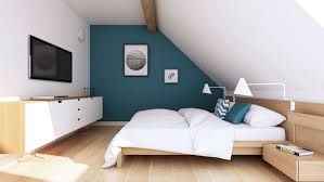 Chambre Mansardee Accents En Bleu Canard Deco Chambre Mansardee Deco Chambre Parentale Mansardee Chambre Mansardee
