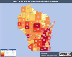 Wisconsin area and population density within the surface area of 65,497.82 miles, there is an average of 105 people for every square mile of wisconsin land. Wisconsin County Map And Population List In Excel