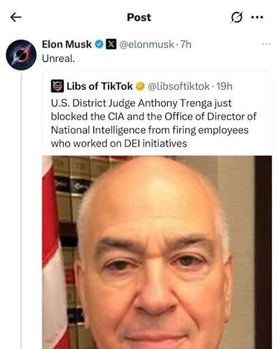 U.S. District Judge Anthony Trenga blocked the CIA & ODNI from firing 19  employees involved in DEI initiatives. Why? Because they were being  terminated without cause—no misconduct, no poor performance—just policy  shifts.
