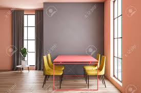 Peach living room walls peach walls pink room interior. Interior Of Stylish Dining Room With Gray And Peach Walls Wooden Stock Photo Picture And Royalty Free Image Image 120867988