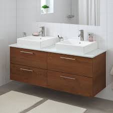 Godmorgon Tolken Tornviken Vanity Countertop And 17 3 4 Sink Brown Stained Ash Effect Marble Effect Dalskar Faucet 55 7 8x19 1 4x28 3 8 Ikea Ikea Godmorgon Sink Countertop Laminate Countertops