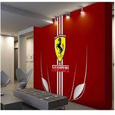 Custom Size Photo Background Wall Paper Red Ferrari Logo Wall Covering Bedroom Mural Modern Wallpaper Home Decor Living Decor Home Decor Wall Decor Living Room