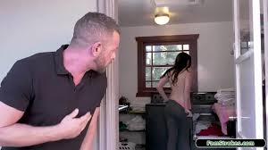 Stepteen knows her perv stepdad is spying on her while shes undressing.She  walks past him naked and lateron she sends him a text to come over.She  takes his big cock out n
