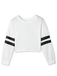 Joeoy Womens Casual Striped Long Sleeve Crop Top Sweatshirt Whitem Click Image For More Details Crop Top Sweatshirt Sweatshirts Crop Tops For Kids