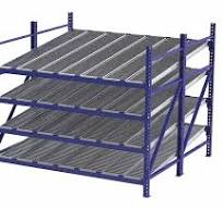 UNEX ROLLER RACK Gravity Flow Rack: Starter, 96 in x 96 in, 84 in Overall  Ht, Tilted, 4 Shelves