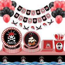 Hang up fish nets and pirate flags to set the scene. Pirate Theme Party Disposable Tableware Birthday Party Decorations Kids Party Supplies Napkins Paper Plates Birthday Decoration Hot Discount Ccdc Goteborgsaventyrscenter