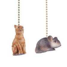 Hanging Ceiling Fan Light Chain Pull Whimsical Cat Mouse Set Pair Decor Ceiling Fan Pull Chain Fan Light Fan Pull Chain