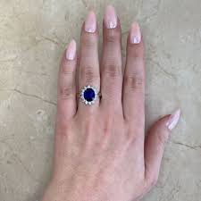 Vintage 3.98ct Sapphire and Diamond White Gold Derry Ring - EDJ