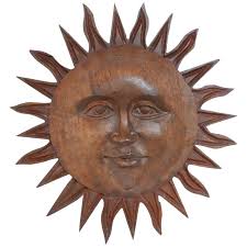 Pier at sunset multi panel canvas wall art | elephantstock. Hand Carved Wooden Sun Wall Hanging At 1stdibs