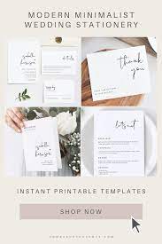 Modern Minimalist Diy Wedding Templates Printable Wedding Invitations Wedding Stationery Modern Minimalist Wedding