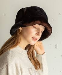 帽子 ハット エコファーパッチワークバケハ レディース メンズ... M 14+ ブラック